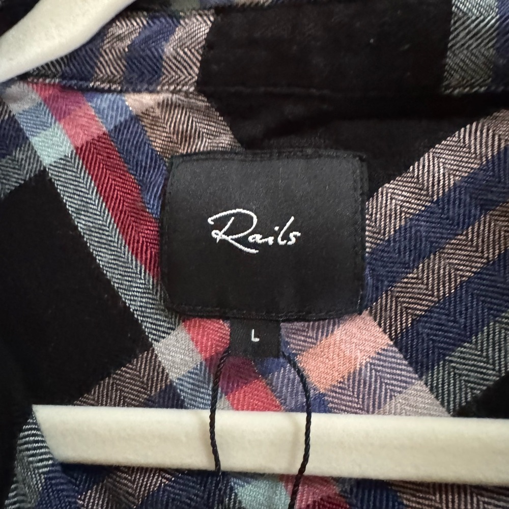 Rails Black Plaid Button-Down Shirt with Pink and Blue - Picture 4 of 10